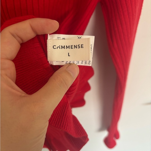 Commense Size L Ruffled Trim Button-Front Long Sleeve Cardigan - Picture 4 of 5